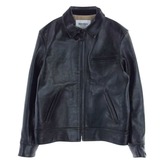 サブカルチャー SCJK-A2101 Horse Hide Sports Leather Jacket 茶芯 フルベジタン ホースハイド スポーツ レザー ジャケット  ブラック系 1【極上美品】【中古】