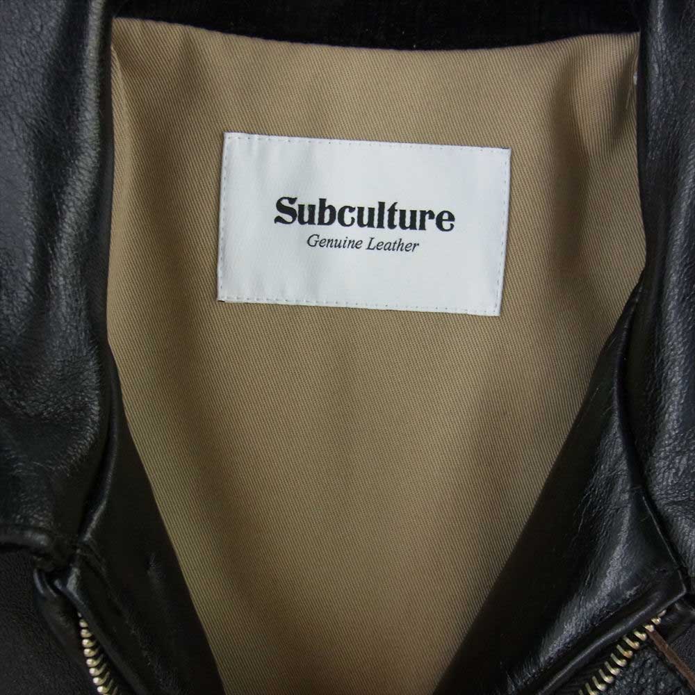 サブカルチャー SCJK-A2101 Horse Hide Sports Leather Jacket 茶芯 フルベジタン ホースハイド スポーツ レザー ジャケット  ブラック系 1【極上美品】【中古】