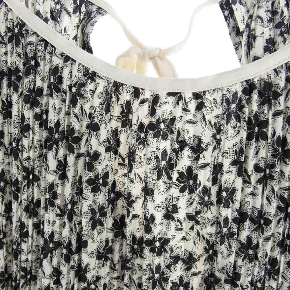 フレイアイディー 23SS FWFO231054 小花柄 ワッシャープリーツフラワープリントワンピース ホワイト系 ブラック系 1【美品】【中古】