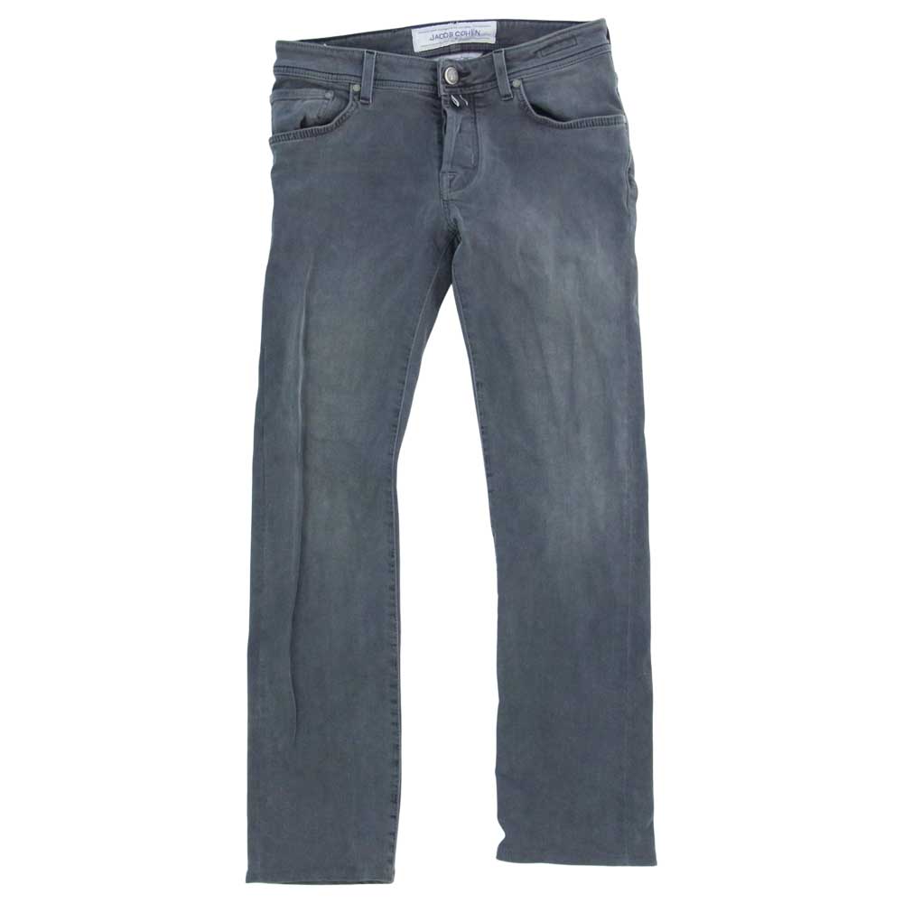 JACOB COHEN ヤコブコーエン J622 ボタンフライ 5ポケット スレキバンダナプリント ハラコパッチ ストレッチ デニムパンツ ジーンズ グレー グレー系 29【中古】