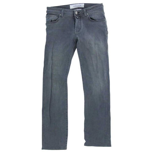 JACOB COHEN ヤコブコーエン J622 ボタンフライ 5ポケット スレキバンダナプリント ハラコパッチ ストレッチ デニムパンツ ジーンズ グレー グレー系 29【中古】