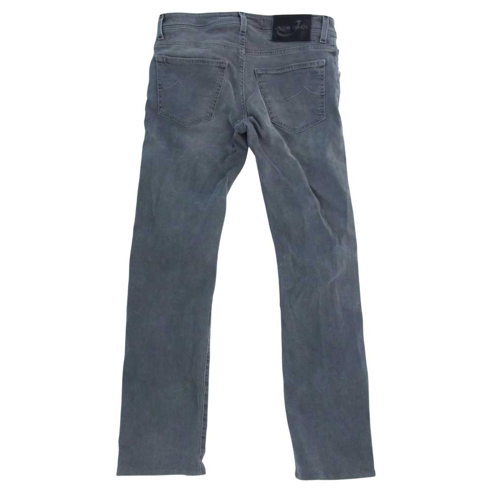 JACOB COHEN ヤコブコーエン J622 ボタンフライ 5ポケット スレキバンダナプリント ハラコパッチ ストレッチ デニムパンツ ジーンズ グレー グレー系 29【中古】