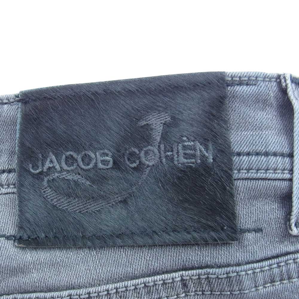 JACOB COHEN ヤコブコーエン J622 ボタンフライ 5ポケット スレキバンダナプリント ハラコパッチ ストレッチ デニムパンツ ジーンズ グレー グレー系 29【中古】