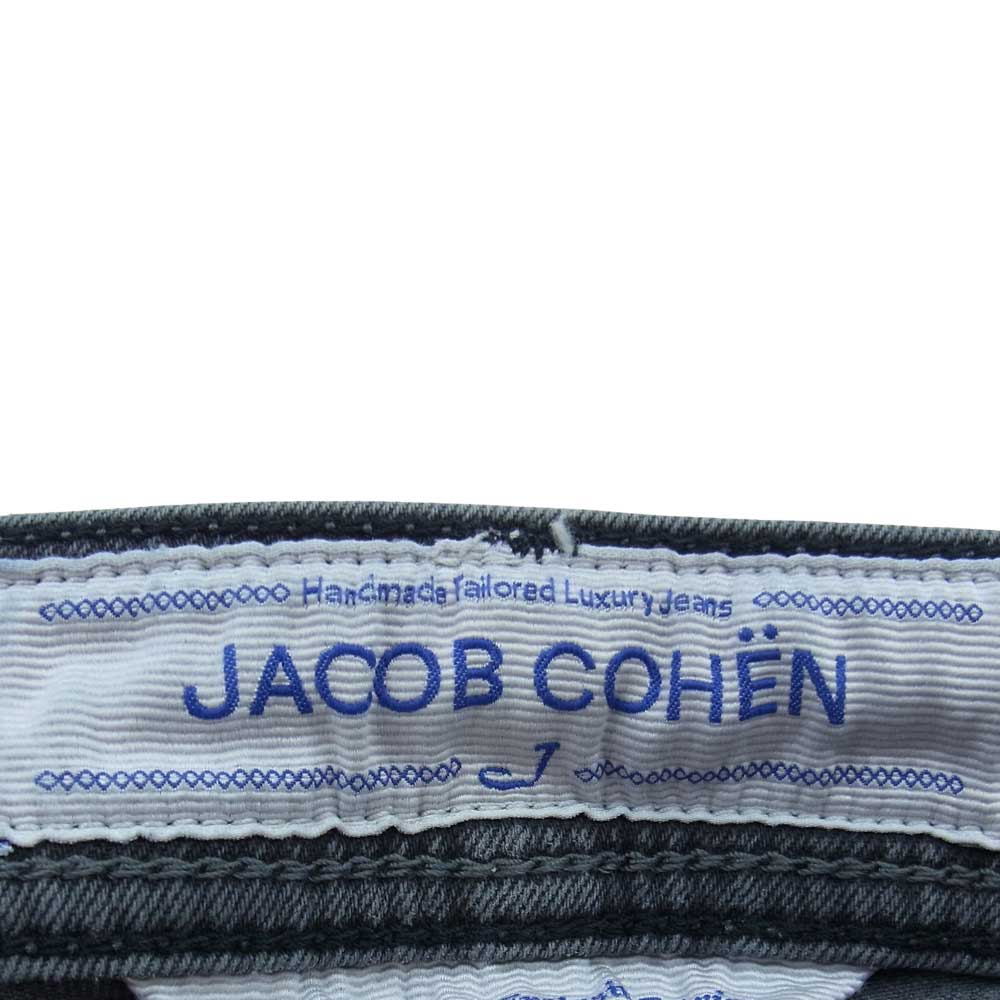 JACOB COHEN ヤコブコーエン J622 ボタンフライ 5ポケット スレキバンダナプリント ハラコパッチ ストレッチ デニムパンツ ジーンズ グレー グレー系 29【中古】