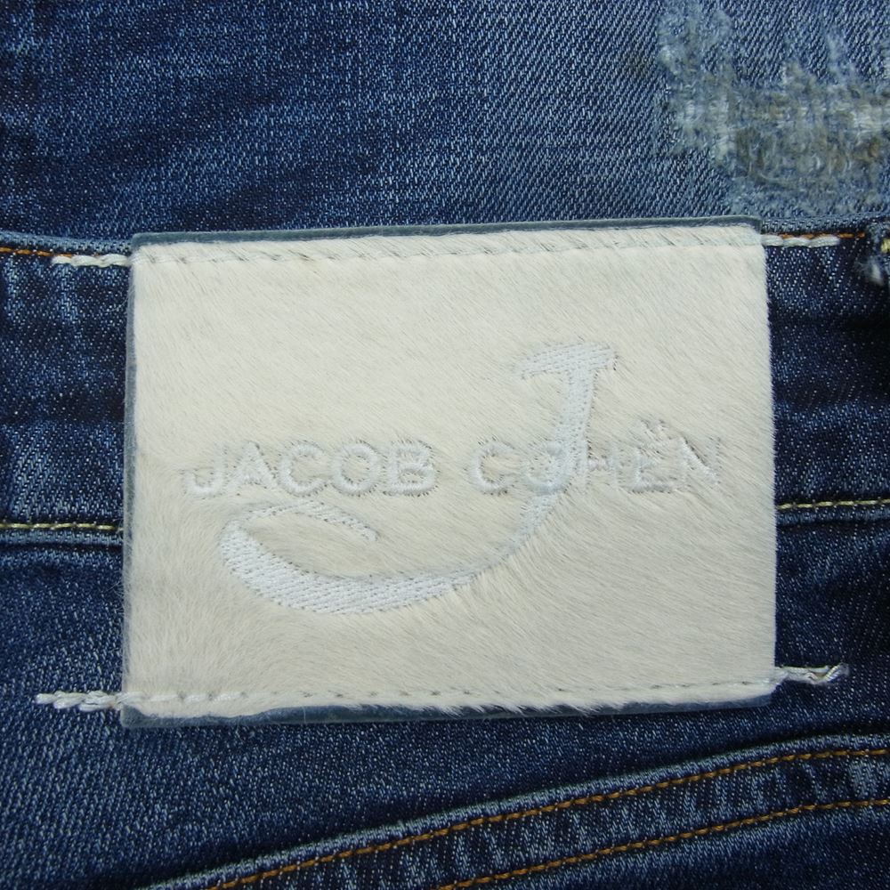 JACOB COHEN ヤコブコーエン 国内正規品 NICK ニック ダメージ&リペア加工 ストレッチ デニム パンツ インディゴブルー系 30【中古】