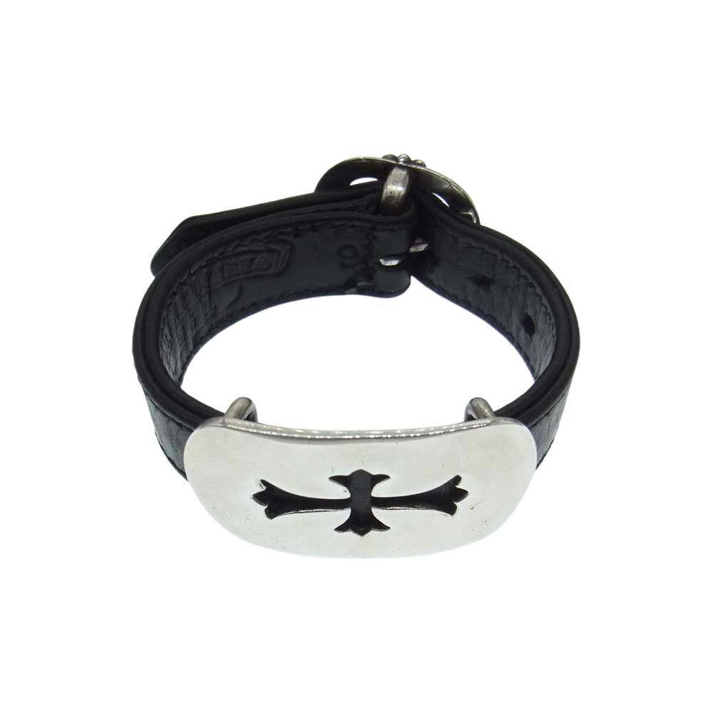 CHROME HEARTS クロムハーツ（原本無） カットアウトクロス ドッグタグ ガンスリンガー レザー ブレスレット ブラック系【中古】