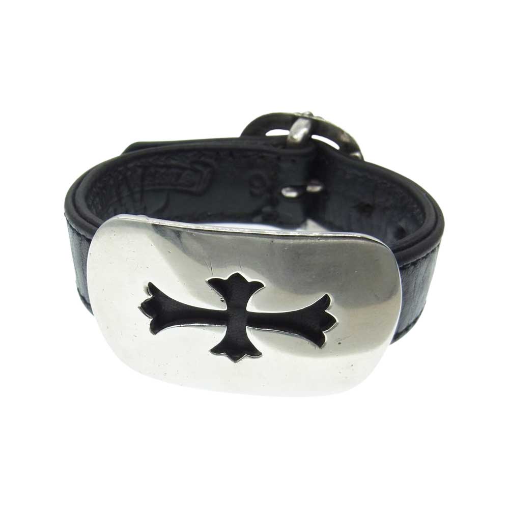 CHROME HEARTS クロムハーツ（原本無） カットアウトクロス ドッグタグ ガンスリンガー レザー ブレスレット ブラック系【中古】