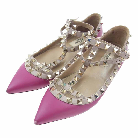 VALENTINO ヴァレンティノ バレンティーニ Tストラップ ロックスタッズ パンプス  パープル系 36【中古】
