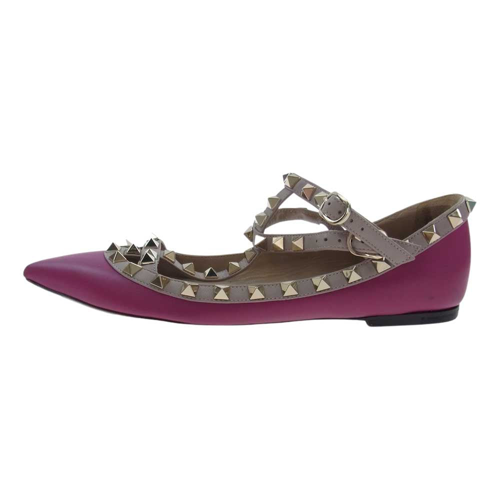 VALENTINO ヴァレンティノ バレンティーニ Tストラップ ロックスタッズ パンプス  パープル系 36【中古】