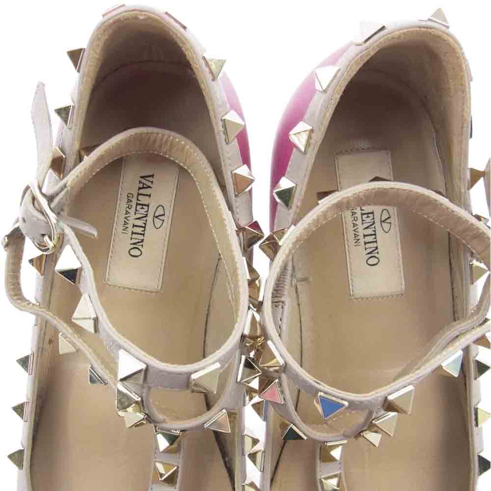 VALENTINO ヴァレンティノ バレンティーニ Tストラップ ロックスタッズ パンプス  パープル系 36【中古】