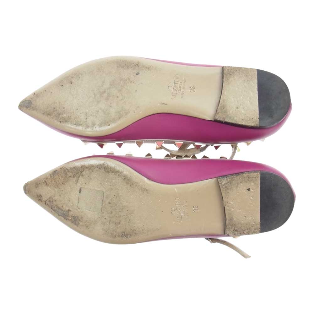 VALENTINO ヴァレンティノ バレンティーニ Tストラップ ロックスタッズ パンプス  パープル系 36【中古】