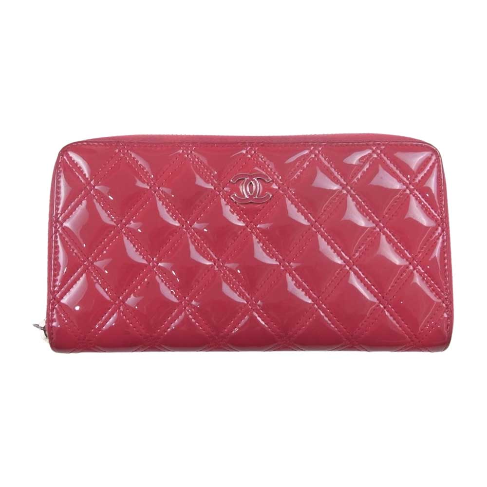 CHANEL シャネル ブリリアント マトラッセ パテントレザー ココマーク 財布 ウォレット ピンク系【中古】
