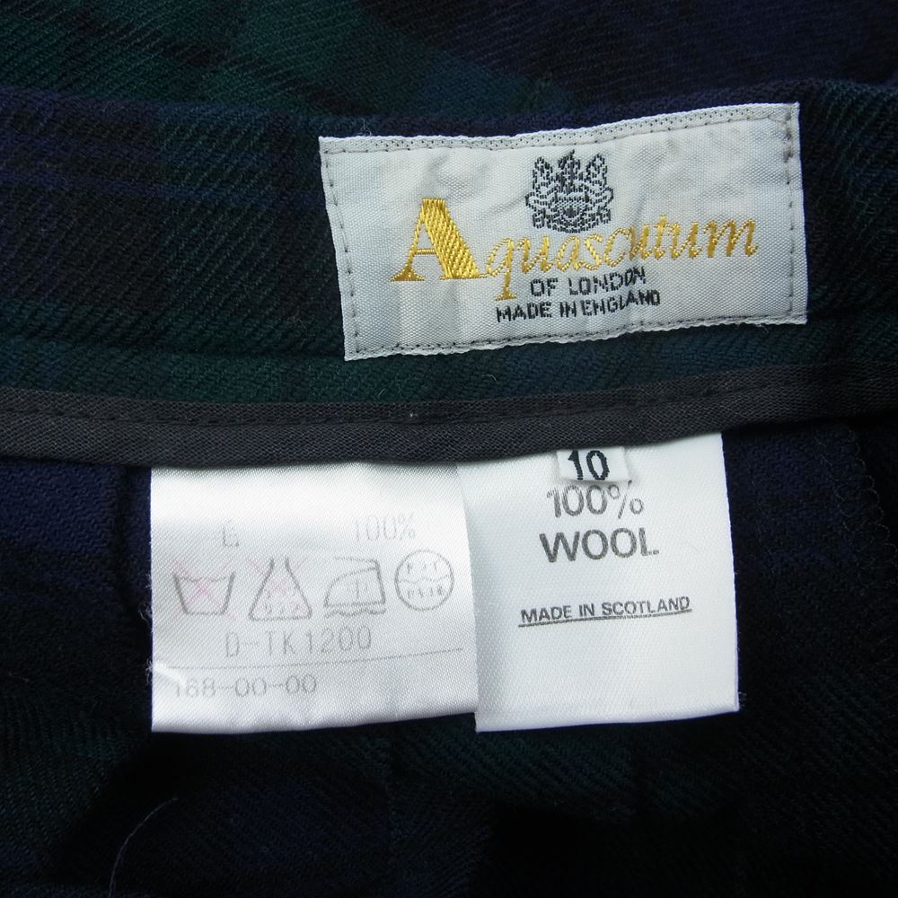スコットランド製 80s～ Aquascutum プリーツウールキルトスカート