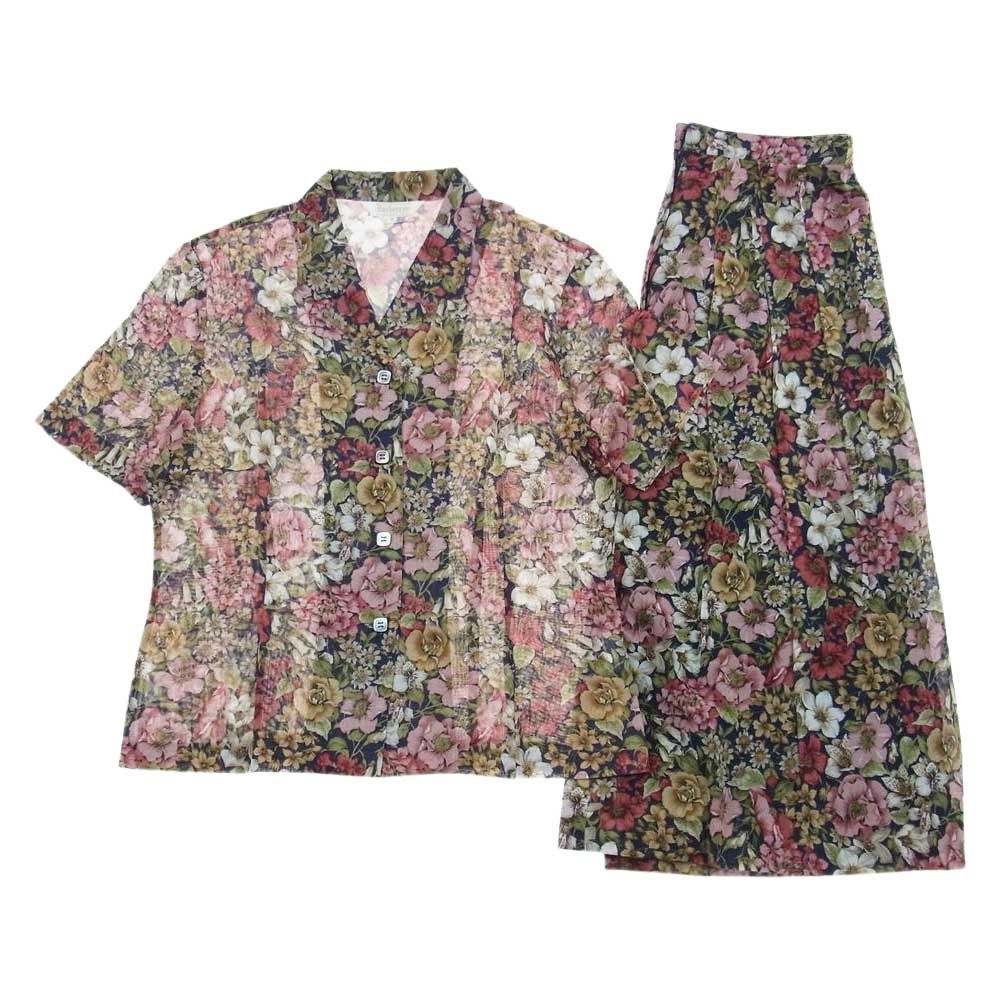バーバリーズ フラワー 花柄 プリーツスカート シャツ 半袖 セットアップ レッド マルチカラー系【中古】