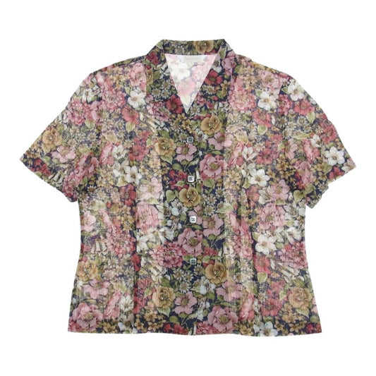 バーバリーズ フラワー 花柄 プリーツスカート シャツ 半袖 セットアップ レッド マルチカラー系【中古】