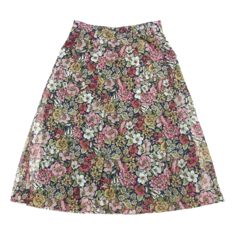 バーバリーズ フラワー 花柄 プリーツスカート シャツ 半袖 セットアップ レッド マルチカラー系【中古】