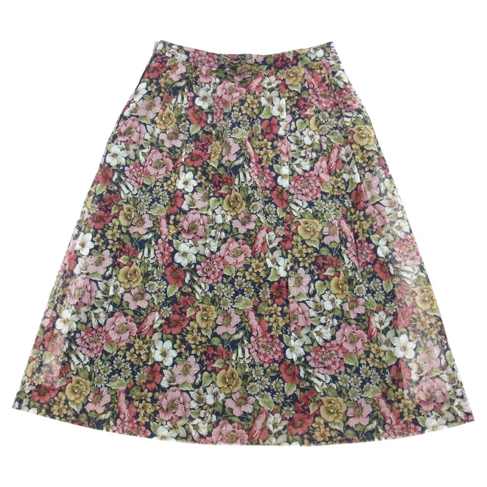 バーバリーズ フラワー 花柄 プリーツスカート シャツ 半袖 セットアップ レッド マルチカラー系【中古】