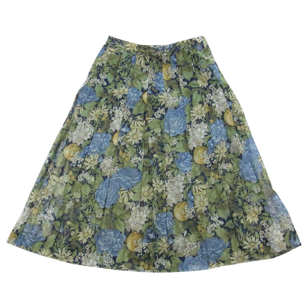 バーバリーズ フラワー 花柄 プリーツスカート シャツ 半袖 セットアップ グリーン マルチカラー系 11【中古】