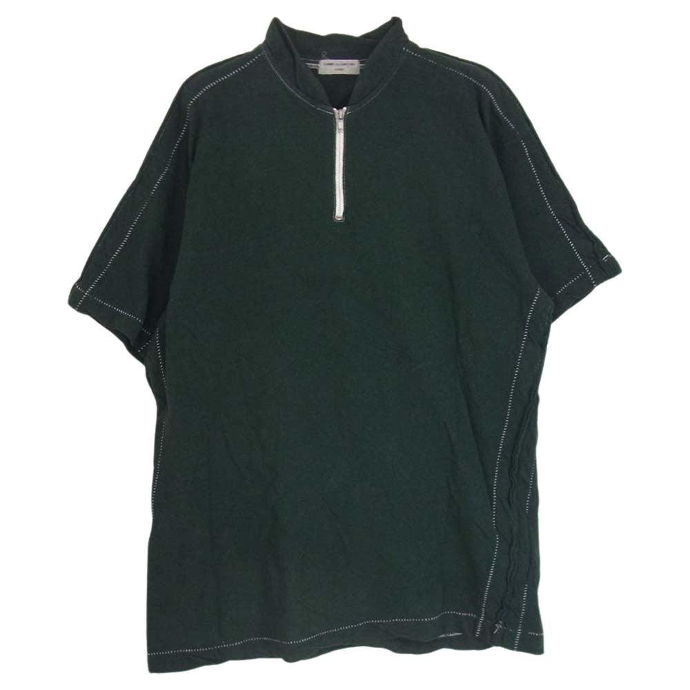 COMME des GARCONS HOMME コムデギャルソンオム AD1999 HT-020160 90s ヴィンテージ 製品染め オーバーロック アウトシーム リネン混 ハーフジップ カットソー グリーン系 サイズ表記無【中古】