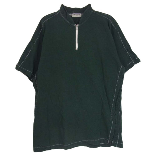 COMME des GARCONS HOMME コムデギャルソンオム AD1999 HT-020160 90s ヴィンテージ 製品染め オーバーロック アウトシーム リネン混 ハーフジップ カットソー グリーン系 サイズ表記無【中古】