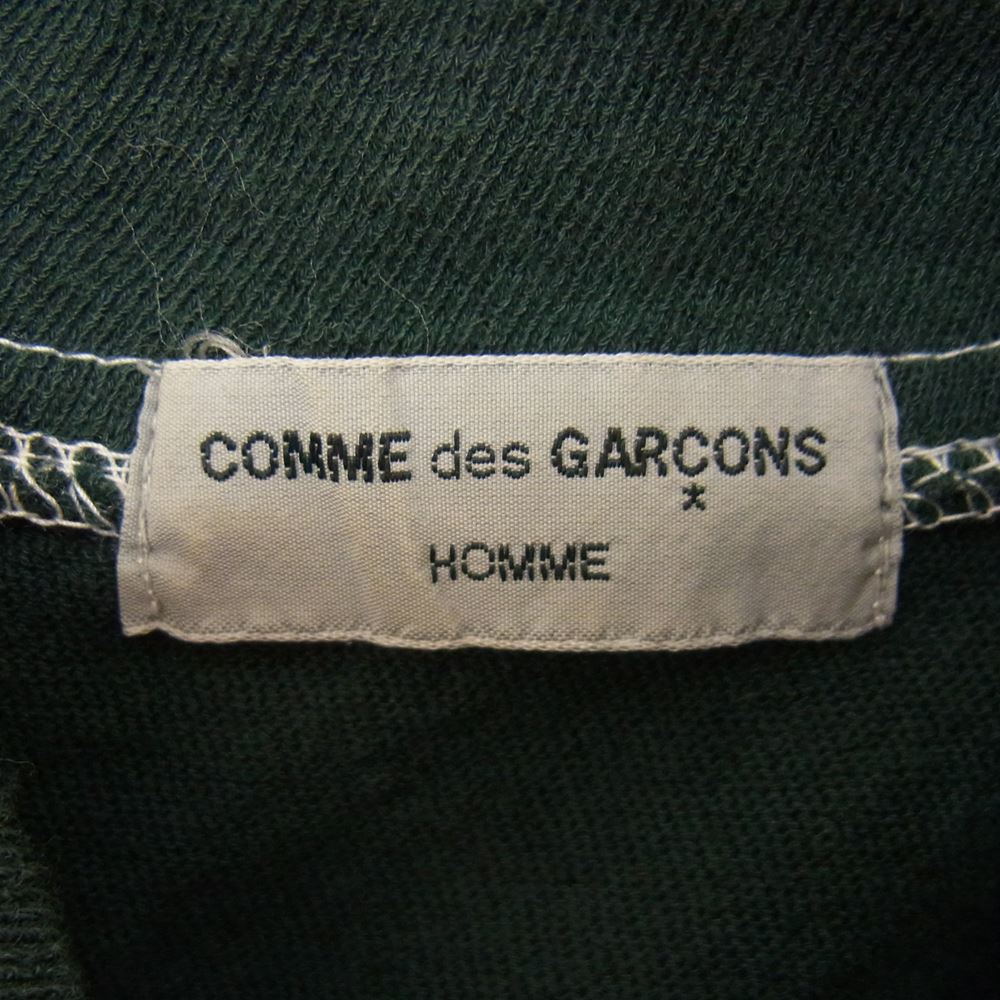 COMME des GARCONS HOMME コムデギャルソンオム AD1999 HT-020160 90s ヴィンテージ 製品染め オーバーロック アウトシーム リネン混 ハーフジップ カットソー グリーン系 サイズ表記無【中古】