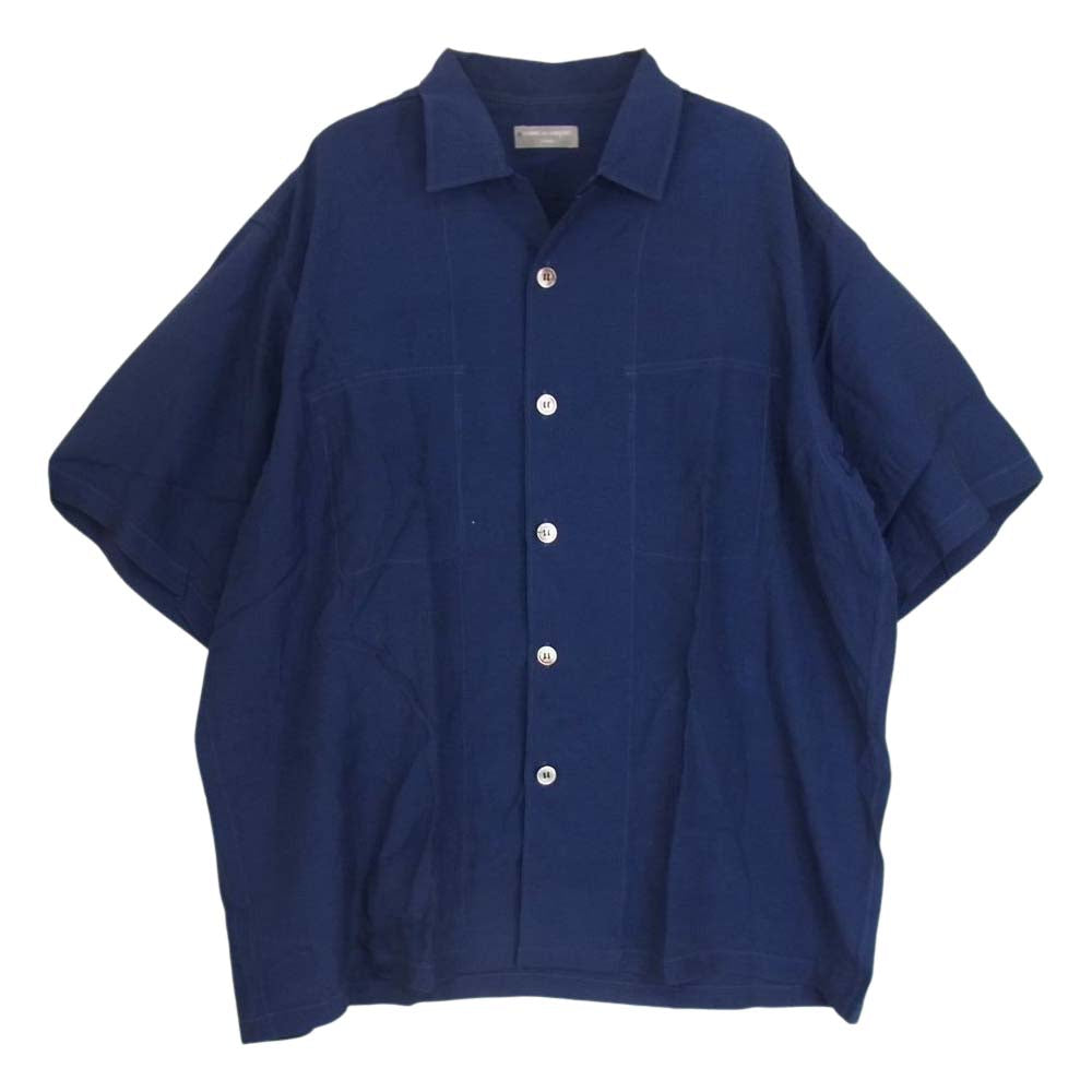 COMME des GARCONS HOMME コムデギャルソンオム AD1999 HB-020440 90s ヴィンテージ オープンカラー レーヨン 半袖  シャツ  ネイビー系 サイズ表記無【中古】