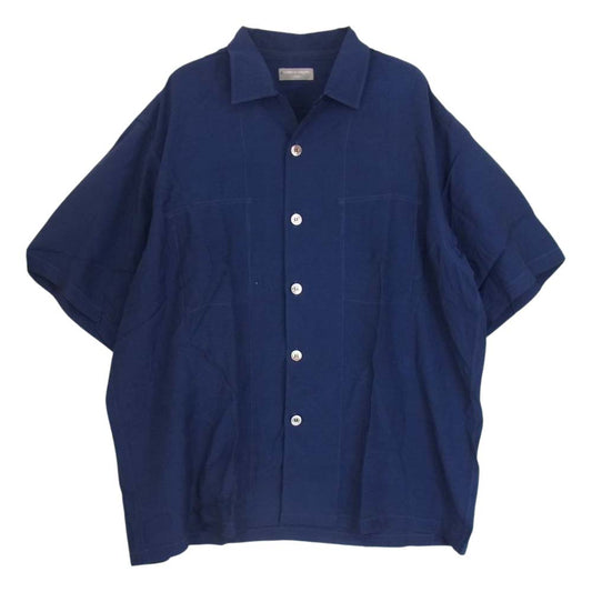 COMME des GARCONS HOMME コムデギャルソンオム AD1999 HB-020440 90s ヴィンテージ オープンカラー レーヨン 半袖  シャツ  ネイビー系 サイズ表記無【中古】