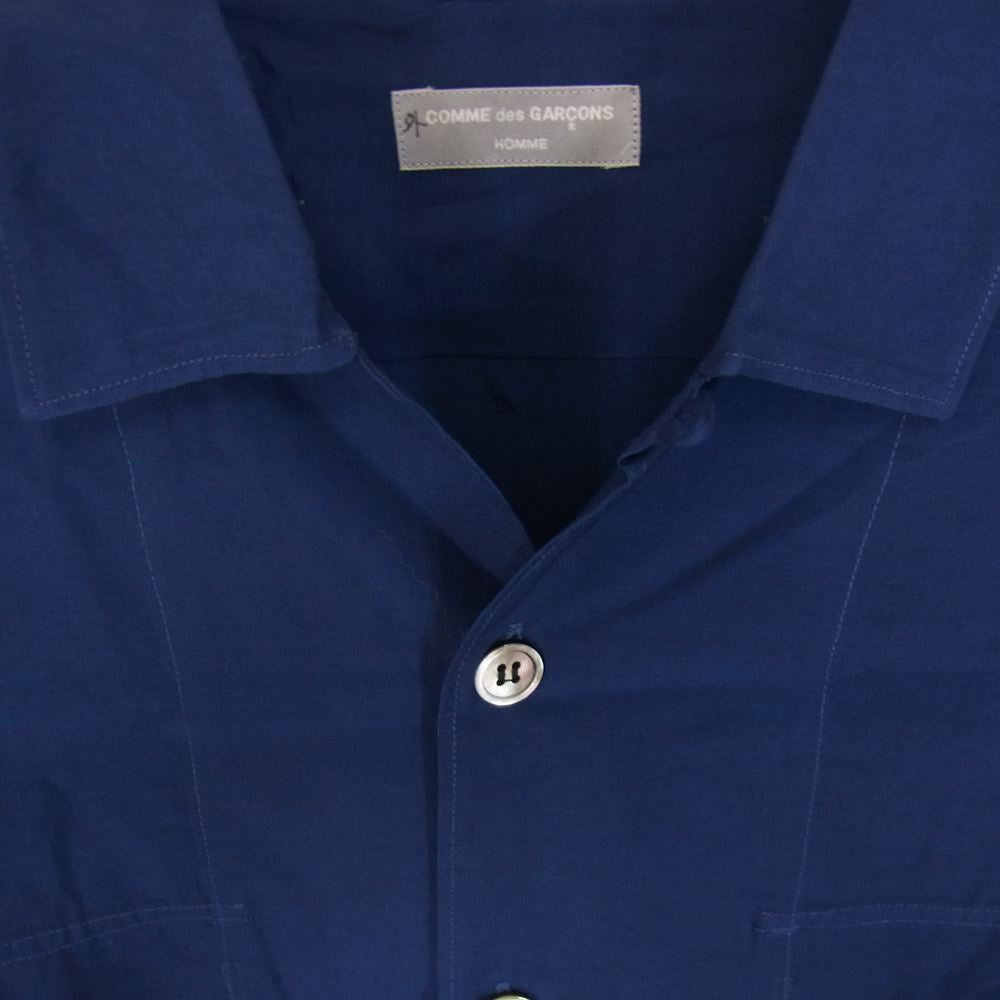 COMME des GARCONS HOMME コムデギャルソンオム AD1999 HB-020440 90s ヴィンテージ オープンカラー レーヨン 半袖  シャツ  ネイビー系 サイズ表記無【中古】