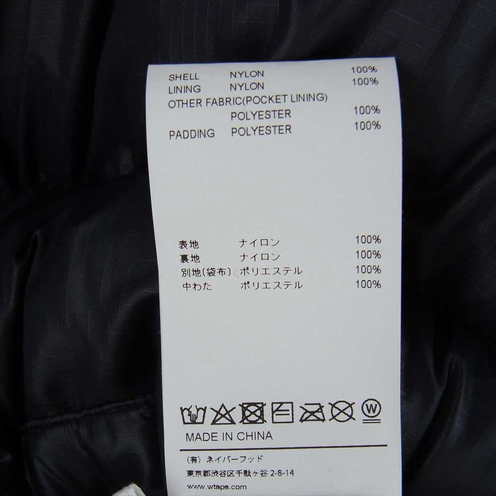 WTAPS ダブルタップス 22AW 222BRDT-JKM04 BIVOUAC JACKET NYLON. RIPSTOP. FORTLESS 耐久撥水加工 OEKO-TEX ダウン ジャケット ブラック系 02【中古】