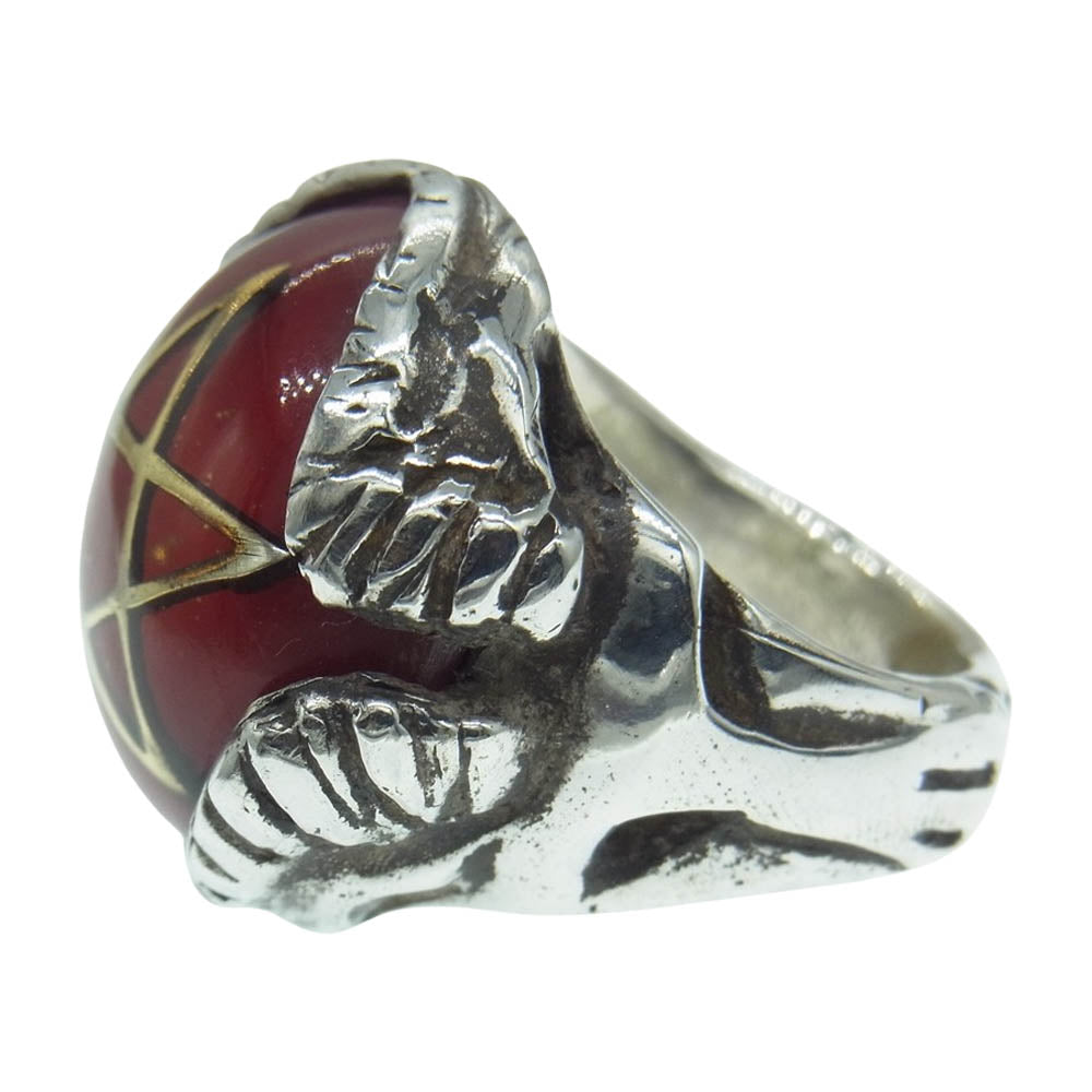 ALEX STREETER アレックスストリーター NEW Angel Heart Ring ニュー エンジェルハート リング シルバー系 レッド系 9号【中古】