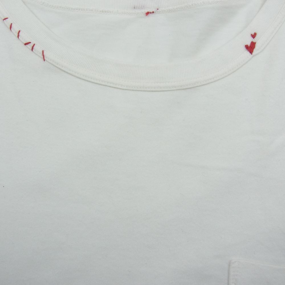 PORTER CLASSIC ポータークラシック H/W POCKET T-SHIRT スーピマコットン天竺 お針子手刺繍 ハンドワーク ポケットTシャツ ホワイト系 3【中古】