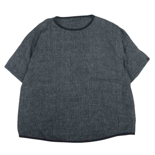 PORTER CLASSIC ポータークラシック SASHIKO LINEN PREMIUM SHORT SLEEVE SHIRT 刺し子 リネン プレミアム ショートスリーブシャツ ブラック系 3【中古】