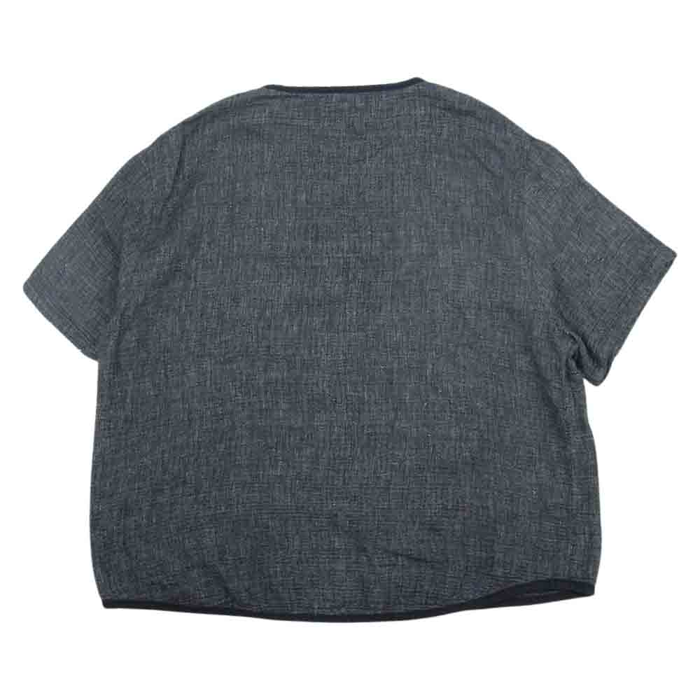 PORTER CLASSIC ポータークラシック SASHIKO LINEN PREMIUM SHORT SLEEVE SHIRT 刺し子 リネン プレミアム ショートスリーブシャツ ブラック系 3【中古】
