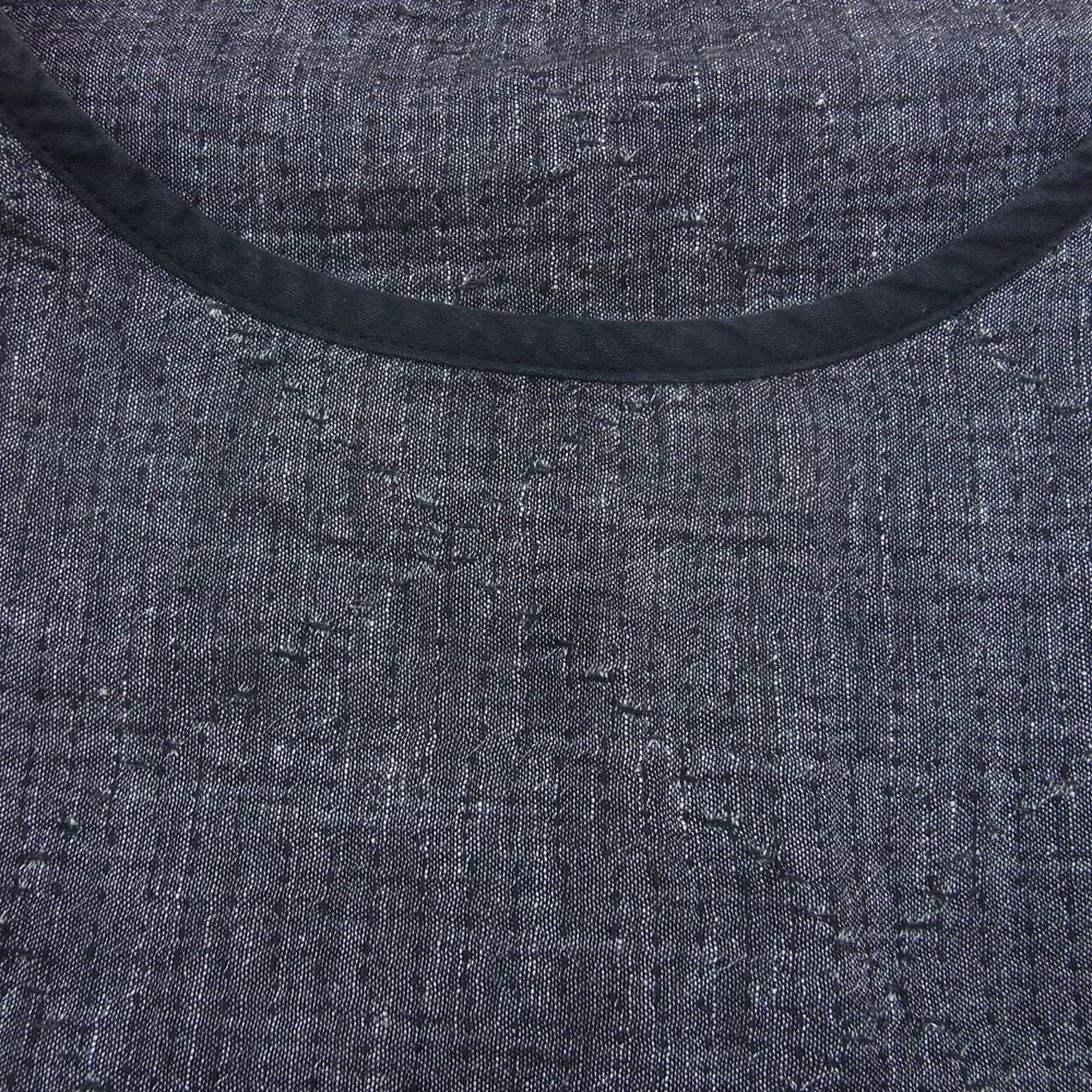 PORTER CLASSIC ポータークラシック SASHIKO LINEN PREMIUM SHORT SLEEVE SHIRT 刺し子 リネン プレミアム ショートスリーブシャツ ブラック系 3【中古】