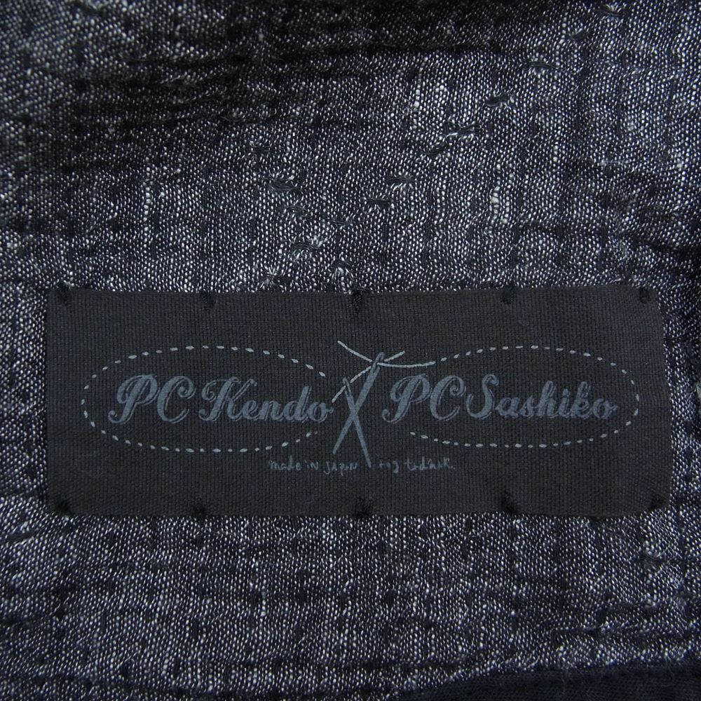 PORTER CLASSIC ポータークラシック SASHIKO LINEN PREMIUM SHORT SLEEVE SHIRT 刺し子 リネン プレミアム ショートスリーブシャツ ブラック系 3【中古】