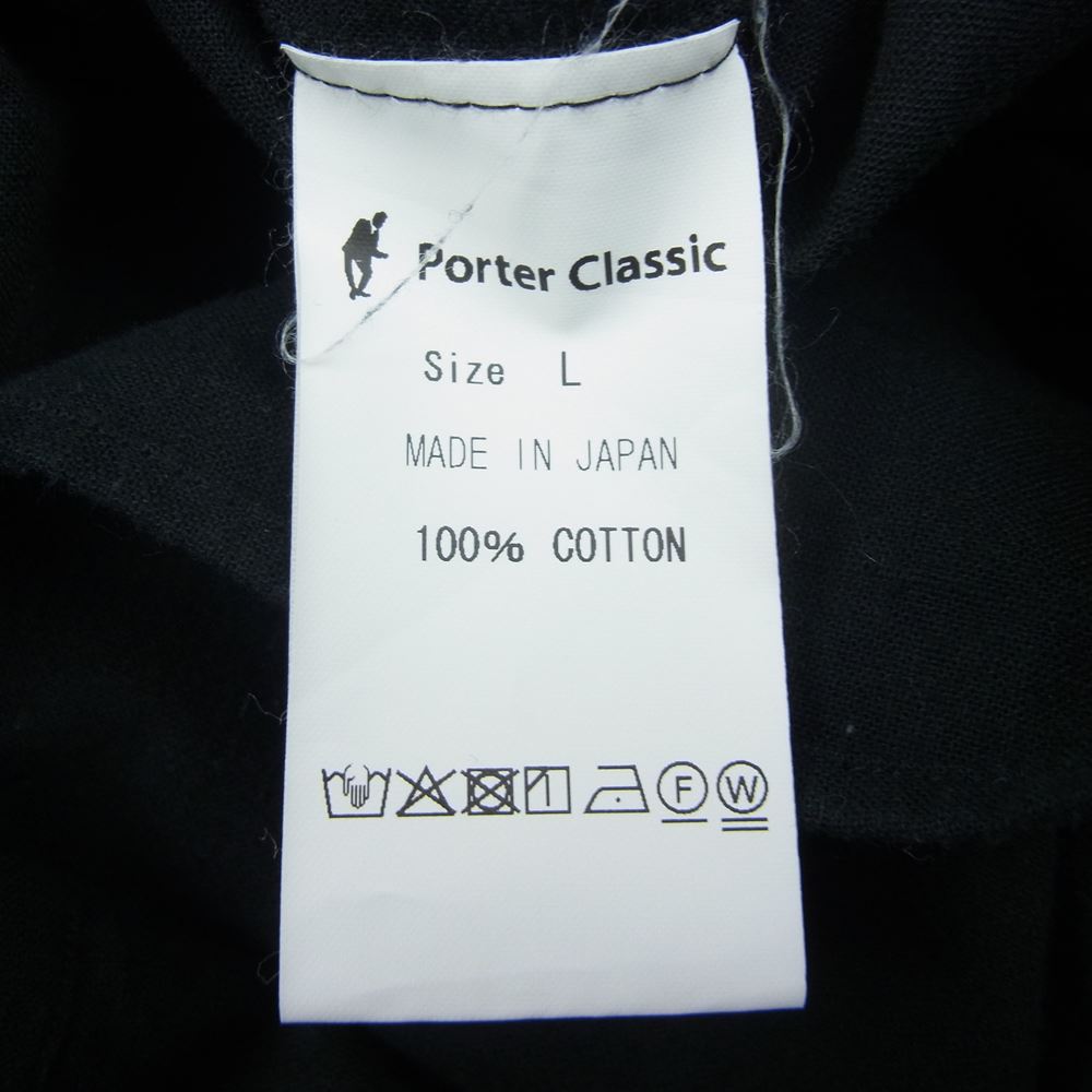 PORTER CLASSIC ポータークラシック ROLL UP VINTAGE COTTON SHIRT ロールアップ ヴィンテージコットン シャツ ブラック系 L【中古】