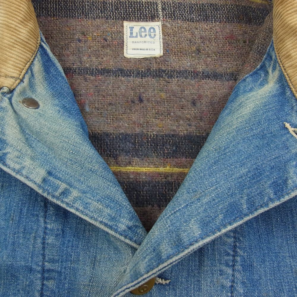 Lee リー 70s USA製 ヴィンテージ 裏地 ブランケット デニム ストームライダー カバーオール インディゴブルー系【中古】 Lee リー 70s USA製 ヴィンテージ 裏地 ブランケット デニム ストーム