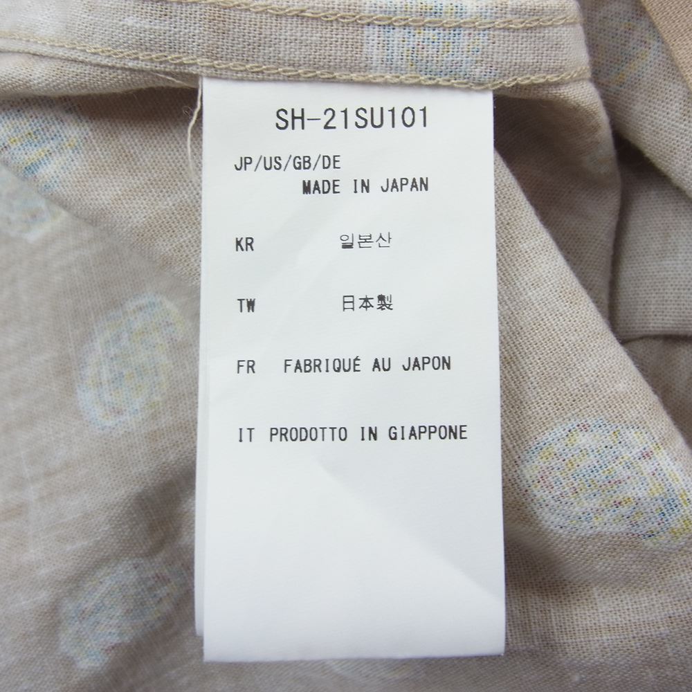 snowpeak スノーピーク SH-21SU101 Organic Cotton Poplin Shirt 総柄 ペイズリー プリント 半袖シャツ ベージュ系 S【新古品】【未使用】【中古】