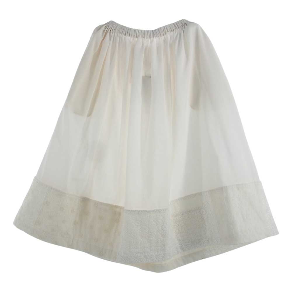 tao COMME des GARCONS タオ コムデギャルソン 22SS TI-S019-051 異素材切替 ギャザー スカート ホワイト系 S【新古品】【未使用】【中古】