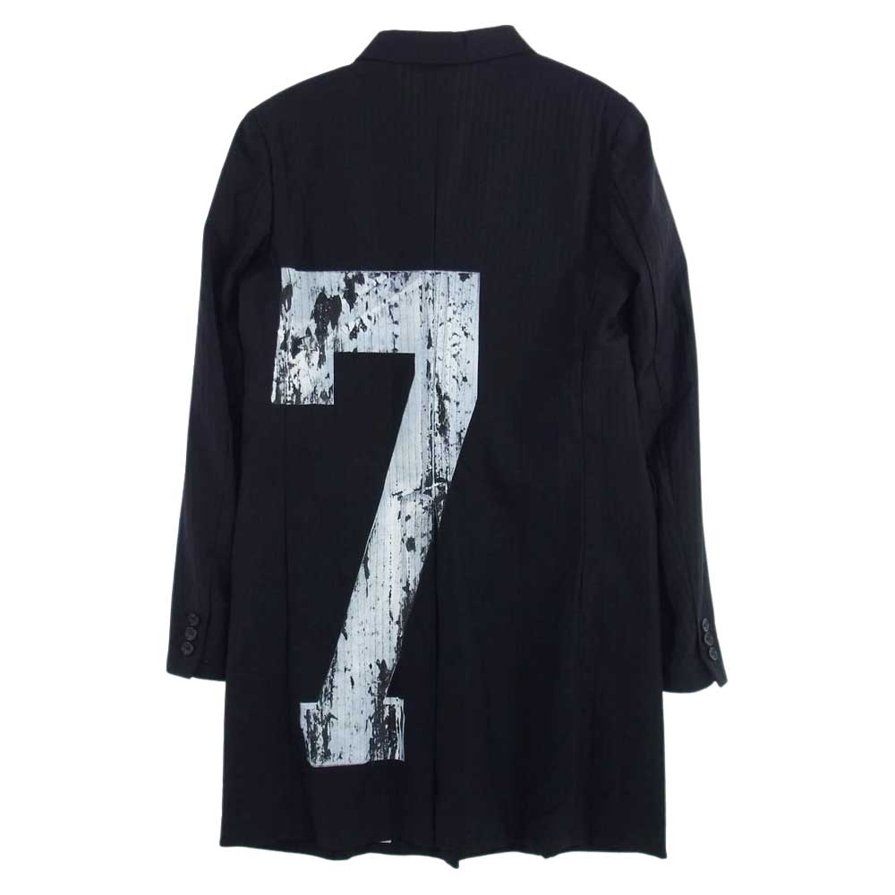 BLACK COMME des GARCONS ブラックコムデギャルソン 21AW 1H-J001-052 Seven 7 Shadow Stripe Tailored Long Jacket バックプリント ナンバリング ロング テーラードジャケット ブラック系 M【新古品】【未使用】【中古】