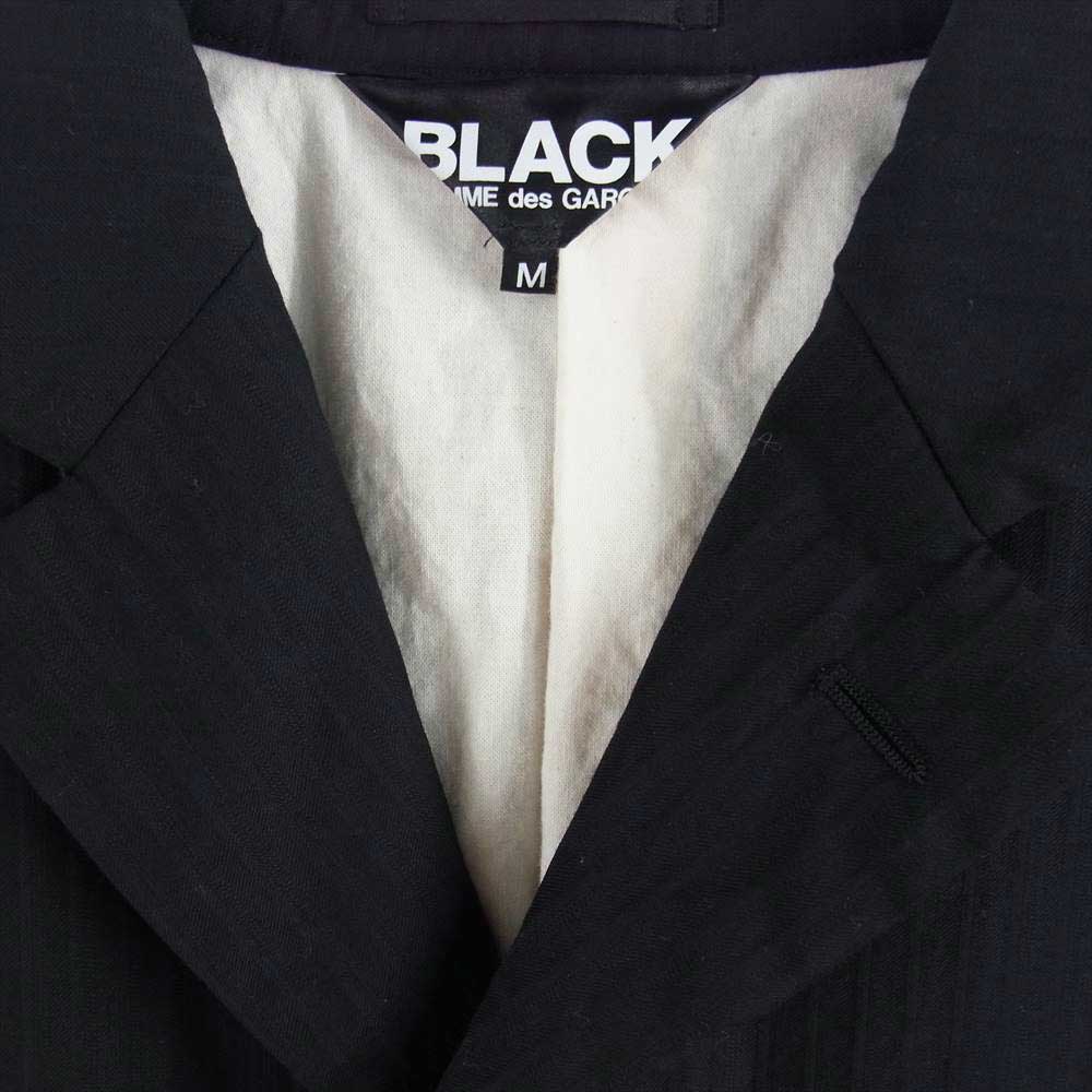 BLACK COMME des GARCONS ブラックコムデギャルソン 21AW 1H-J001-052 Seven 7 Shadow Stripe Tailored Long Jacket バックプリント ナンバリング ロング テーラードジャケット ブラック系 M【新古品】【未使用】【中古】