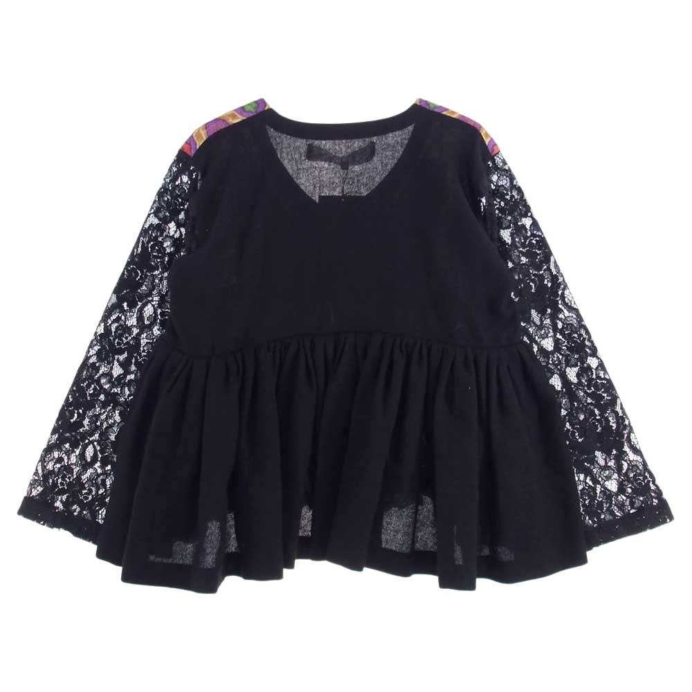 tao COMME des GARCONS タオ コムデギャルソン 22AW TJ-B009-051 チュールドッキング レーススリーブ トップス ブラック系 マルチカラー系 S【極上美品】【中古】
