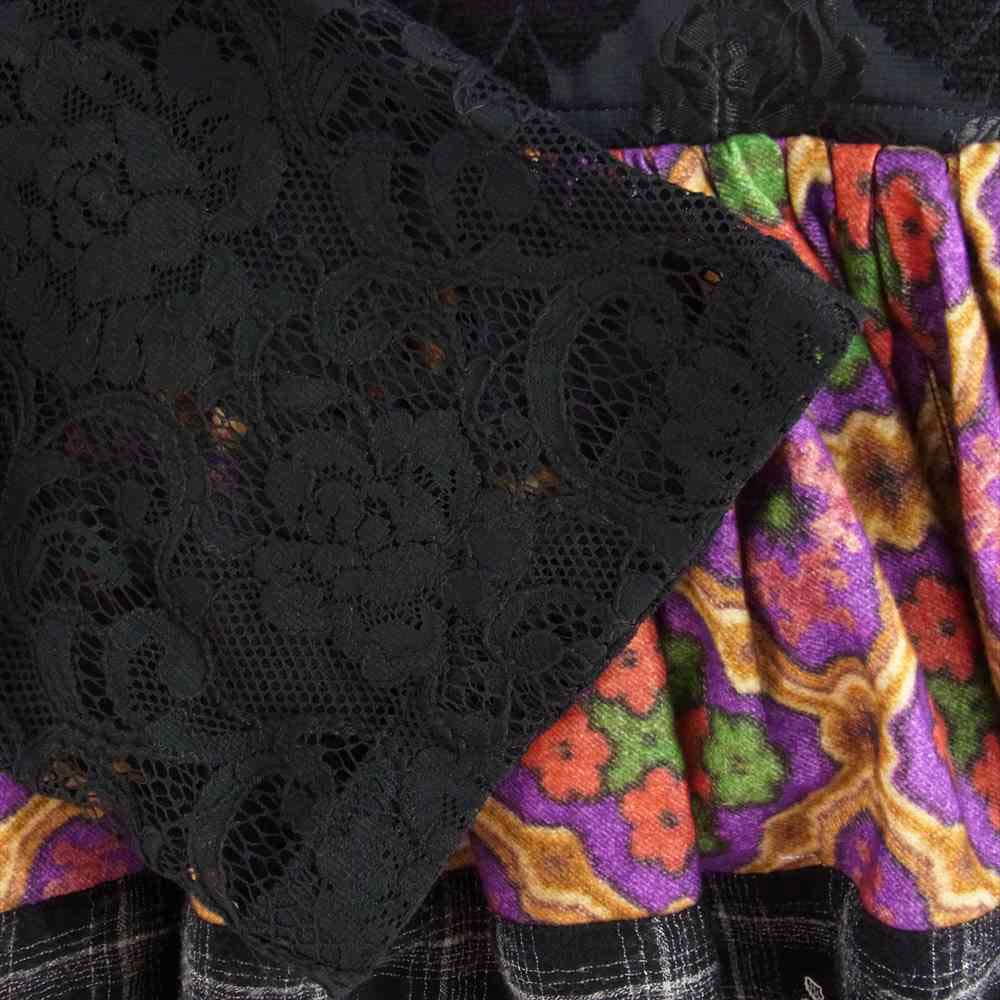 tao COMME des GARCONS タオ コムデギャルソン 22AW TJ-B009-051 チュールドッキング レーススリーブ トップス ブラック系 マルチカラー系 S【極上美品】【中古】