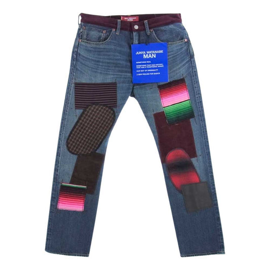 JUNYA WATANABE COMME des GARCONS MAN ジュンヤワタナベコムデギャルソンマン Levi's リーバイス 22AW WJ-P201-051 Wネーム 多素材切替 パッチワーク デニムパンツ ジーンズ インディゴブルー系 S W３３L３１【新古品】【未使用】【中古】