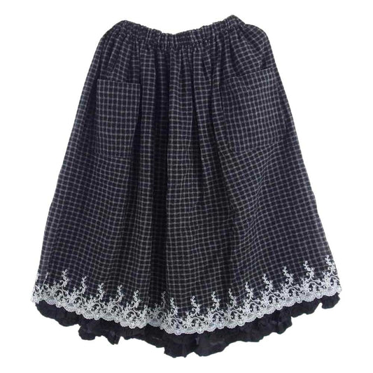 tao COMME des GARCONS タオ コムデギャルソン 22AW TJ-S007-051 先染めウール チェック柄 フリル スカート ブラック系 M【極上美品】【中古】