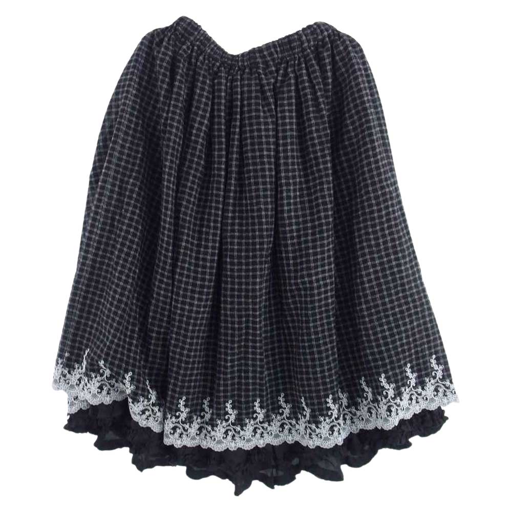 tao COMME des GARCONS タオ コムデギャルソン 22AW TJ-S007-051 先染めウール チェック柄 フリル スカート ブラック系 M【極上美品】【中古】
