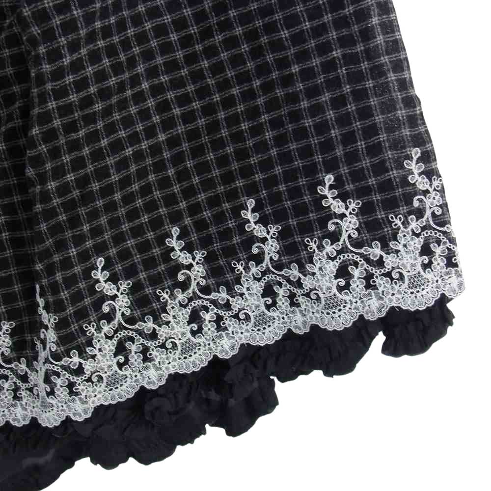 tao COMME des GARCONS タオ コムデギャルソン 22AW TJ-S007-051 先染めウール チェック柄 フリル スカート ブラック系 M【極上美品】【中古】