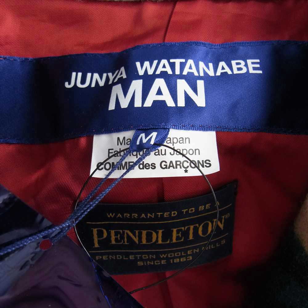 JUNYA WATANABE COMME des GARCONS MAN ジュンヤワタナベコムデギャルソンマン Pendleton ペンドルトン 22AW Wj-J014-051 レザー切替 綿ウールジャガード Wネーム ライダースJKT ブラック系 マルチカラー系 M【新古品】【未使用】【中古】