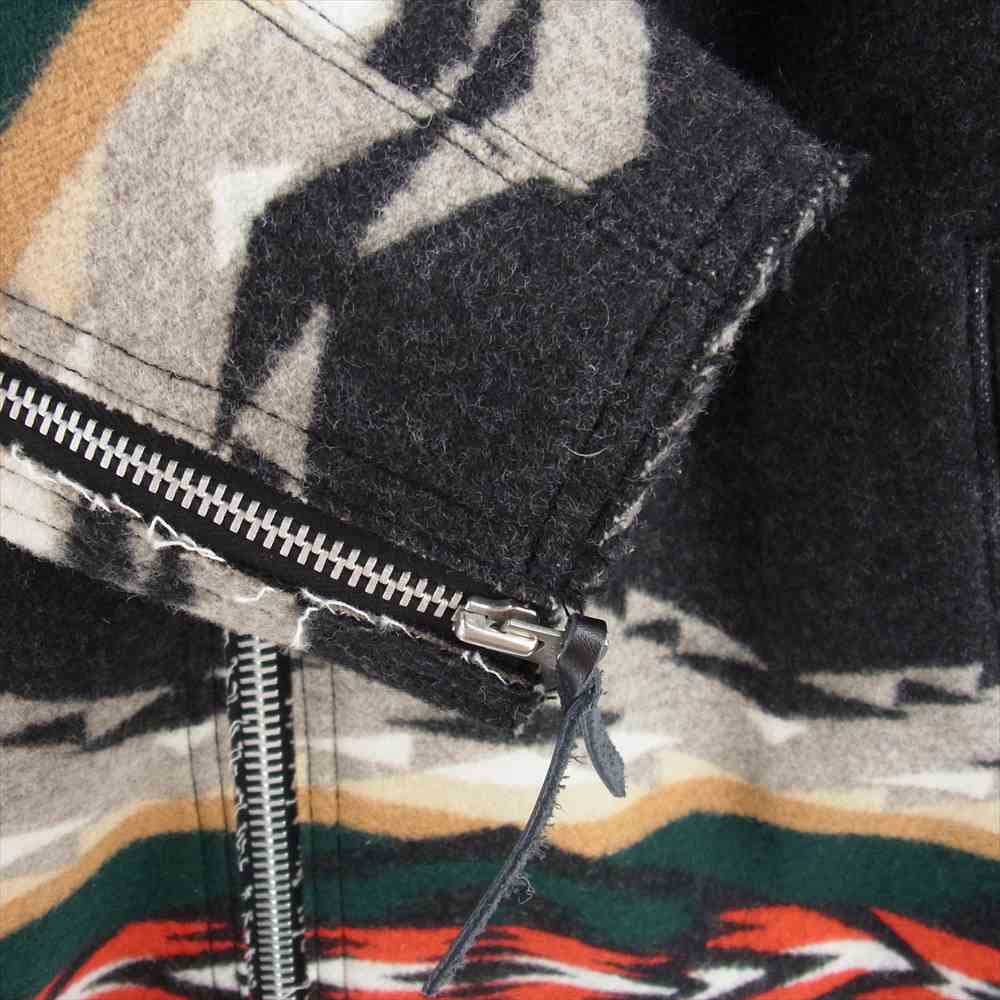 JUNYA WATANABE COMME des GARCONS MAN ジュンヤワタナベコムデギャルソンマン Pendleton ペンドルトン 22AW Wj-J014-051 レザー切替 綿ウールジャガード Wネーム ライダースJKT ブラック系 マルチカラー系 M【新古品】【未使用】【中古】