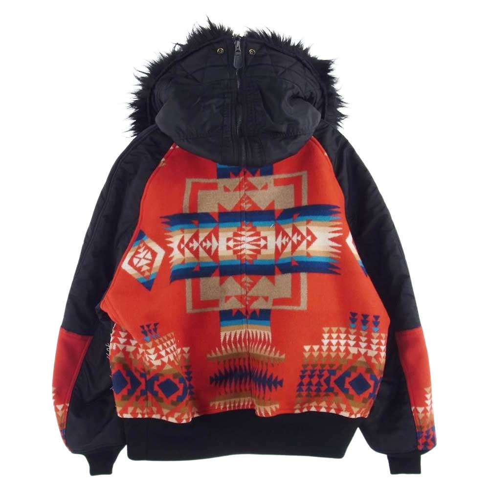 JUNYA WATANABE COMME des GARCONS MAN ジュンヤワタナベコムデギャルソンマン Pendleton ペンドルトン 22AW WJ-021-051 ナイロンツイル 綿ウールジャガード Wネーム N-2B フライトジャケット ブラック系 オレンジ系 XS【新古品】【未使用】【中古】